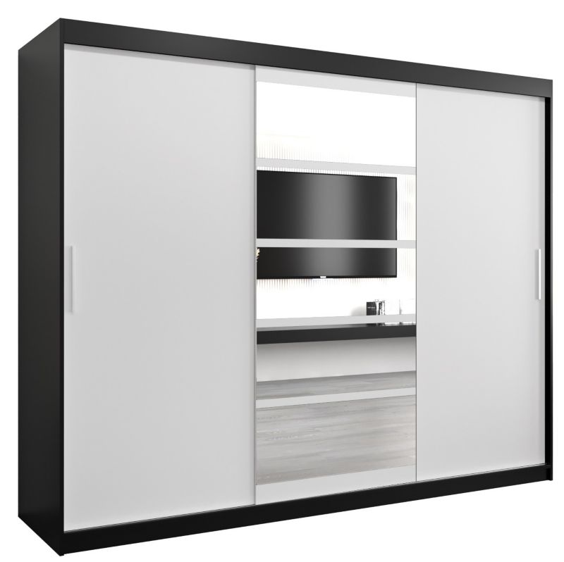 Szafa przesuwna Abiks ROMA 1 250 czarny mat + biały mat 1 szt.