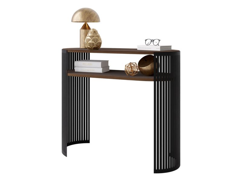 Konsola owalna MIRJAN 24 Fikoli czarny/orzech franklin tobacco 1 szt.