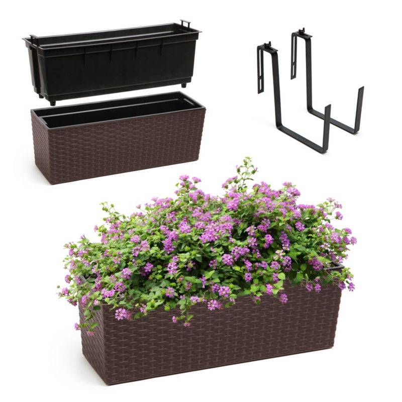 Doniczka KADAX Skrzynka Balkonowa Uchwyty 19x56cm mokka 1szt.