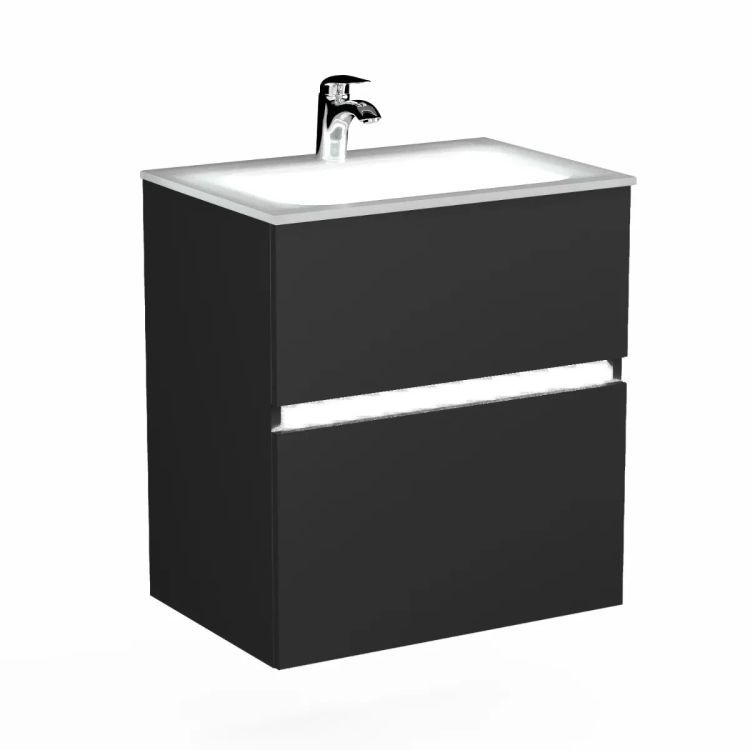 Szafka pod umywalkę KROFAM NEO 60 cm czarny mat z oświetleniem LED bez umywalki 1 szt
