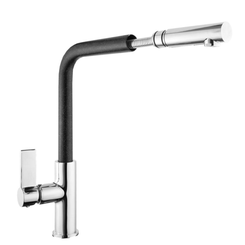 Bateria Kuchenna Z Wyciąganą Wylewką Granitan Linea Czarna Nakrapiana 1 szt.