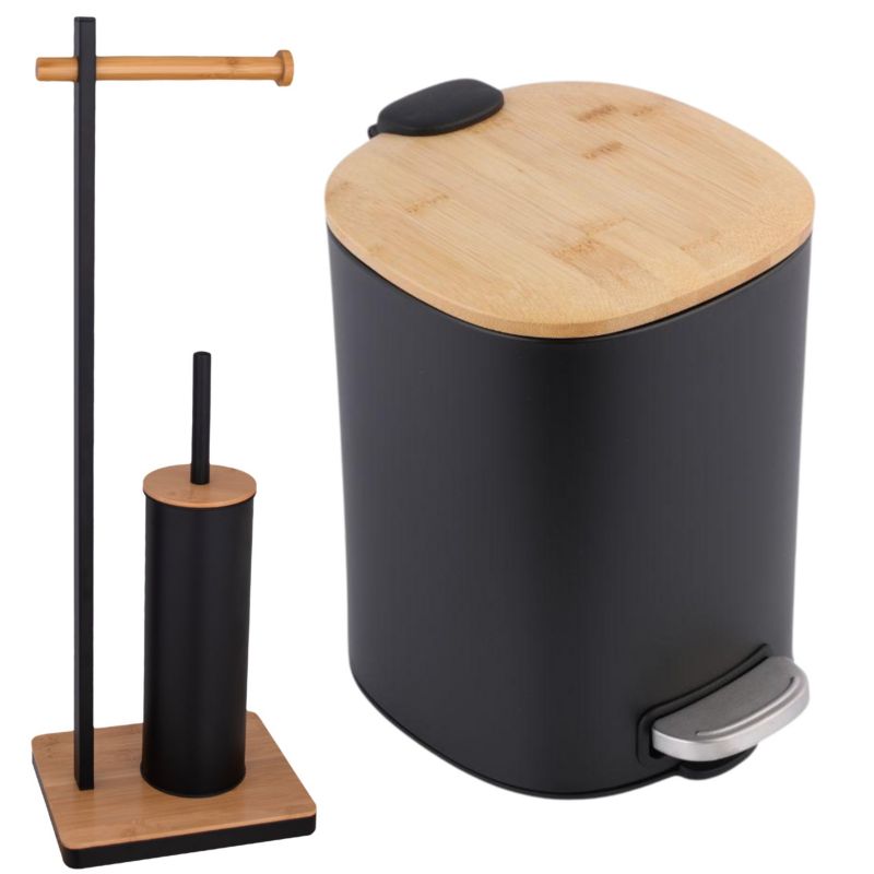 Zestaw łazienkowy OSTI LUKI- Yoka home: Kosz na śmieci 5L Stojak 2w1 Szczotka do WC z uchwytem na papier toaletowy -1 szt.
