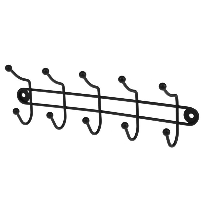 Wieszak KADAX Ścienny Na Ubrania Na Ścianę 5 Haczyków Czarny 1 szt.