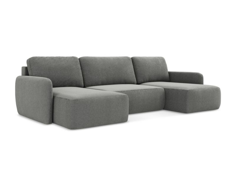 Sofa panoramiczna z funkcją spania LaMiaSofa CORLE z tkaniny strukturalnej 290x148 cm szary 1 szt.