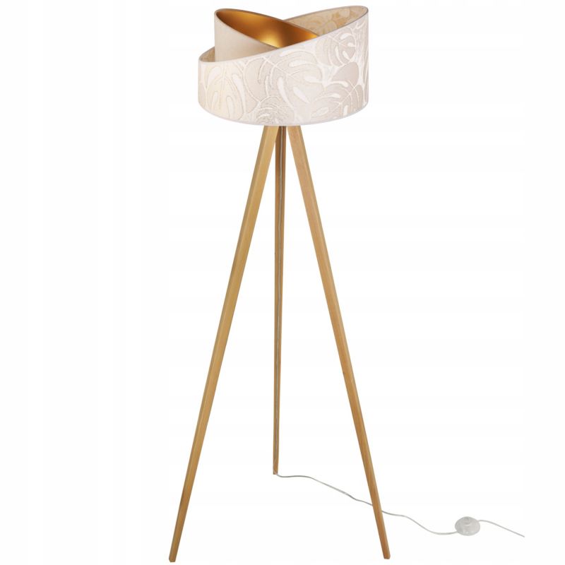 Lampa podłogowa trójnóg Light Home LH Werona Drewno 1x E27 60W kremowy/naturalny 1szt.