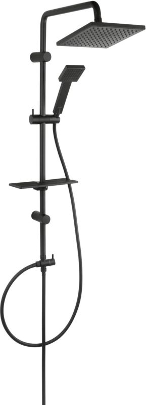 Zestaw prysznicowy Ferro Squerto lux czarny mat z deszczownicą i słuchawką, 1 szt.