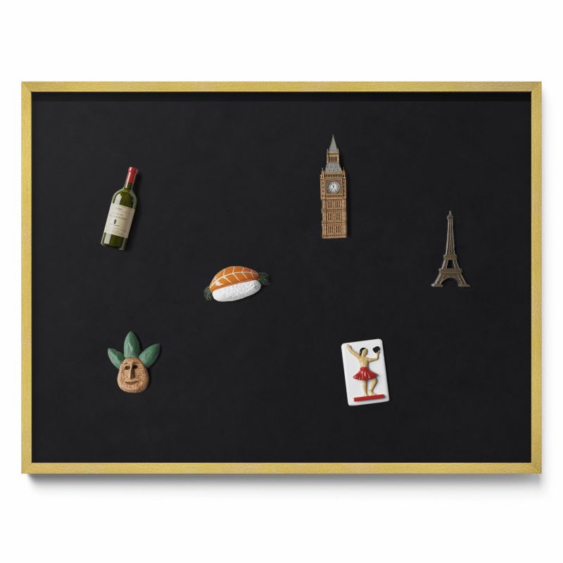 Tablica na magnesy z podróży Tulup 80x60 cm Kolor czarny w złotej ramie 1 szt.