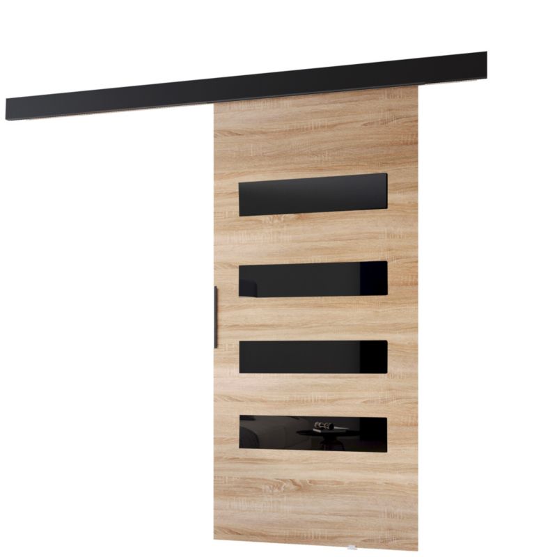 Drzwi przesuwne MINIO go for it PRIM F 106 cm dąb sonoma z czarną maskownicą 1 szt.