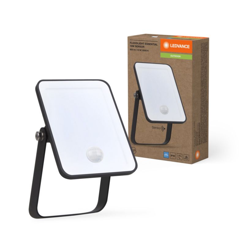 Naświetlacz LED Ledvance Reflektor Zewnętrzny Lampa 10W 900lm 6500K IP65 Czarny z Czujnikiem Ruchu i Zmierzchu 1 szt.