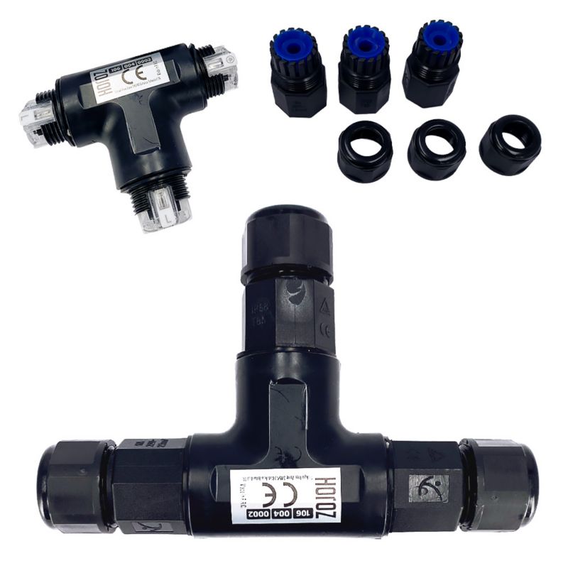 Mufa hermetyczna HOROZ konektor kablowy, IP68, trójnik, 0.5-2.5mm², 16A, 250V 1szt