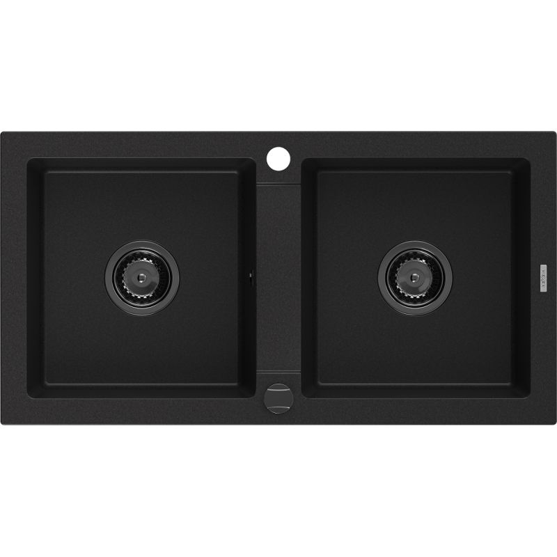 Zlewozmywak wpuszczany Mexen Mario 2-komorowy czarny 820x436 mm - 6504822000-77-G 1 szt.