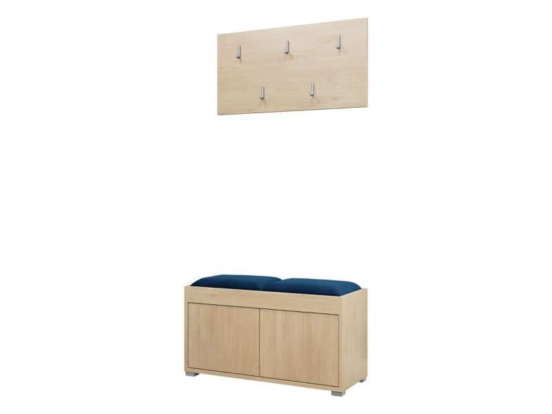 Garderoba MIRJAN 24 z siedziskiem Gesita VII dąb cremona/szafirowy plusz 1 kpl.