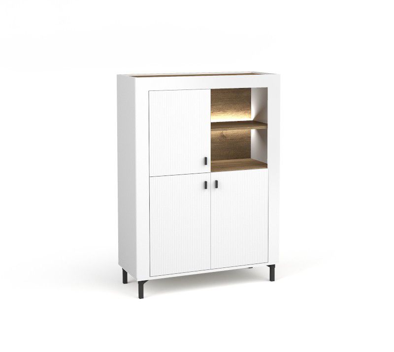 Komoda trzydrzwiowa Bettso Mossa 3d do salonu z oświetleniem LED biały 1szt.