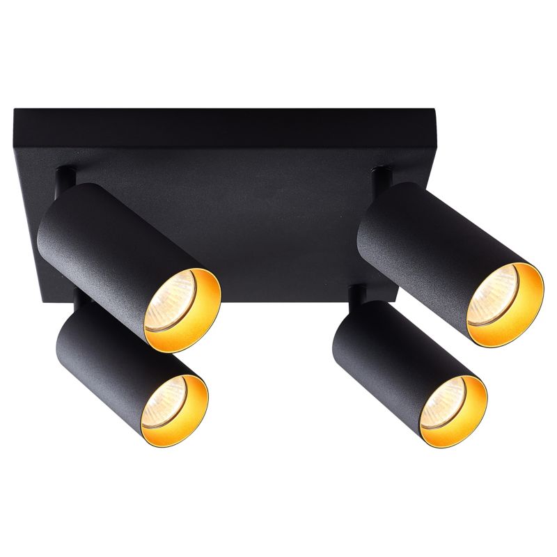 Lampa sufitowa kinkiet MasterLED Eris 4x GU10 ruchoma czarna ze złotym środkiem 1 szt.