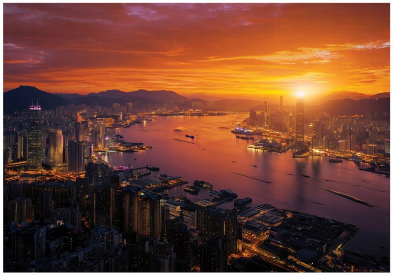 Fototapeta WALLARENA Do Sypialni Salonu Na Flizelinie Miasto Nocą Panorama 300x210 cm Tapeta Ścienna 1 szt.