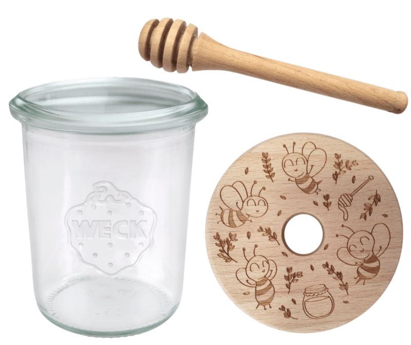 Słoik do miodu MODO24 Weck 160 ml fi 60 mold W1 z nabierakem 1 kpl.