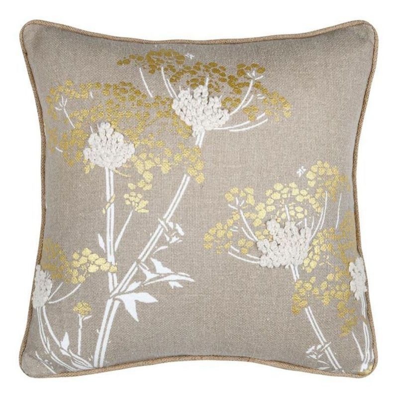 Poduszka Oriana STOF dekoracyjna 40x40 cm Beżowa Złote Kwiaty 1 szt.
