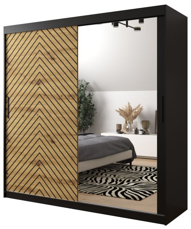 Szafa przesuwna Garderoba Abiks Jodełka 2 200 czarny + artisan 1 szt.