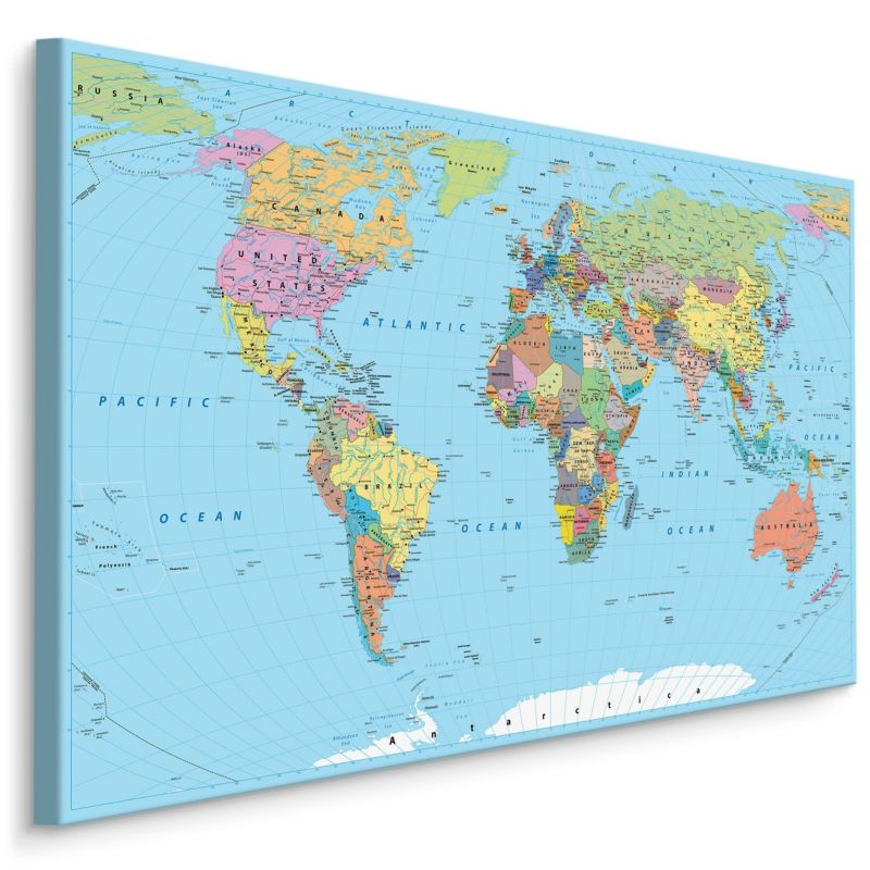 Obraz Muralo Mapa Świata Polityczna 30x20 cm 1szt.