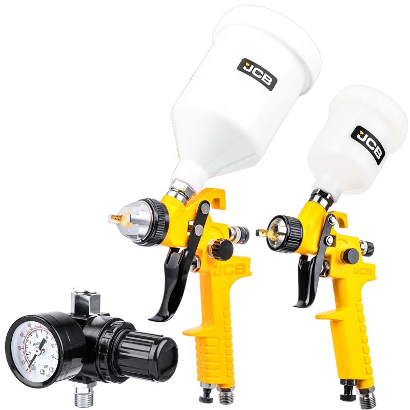 Zestaw pistolety JCB malarskie lakiernicze pneumatyczne reduktor ciśnienia 1szt