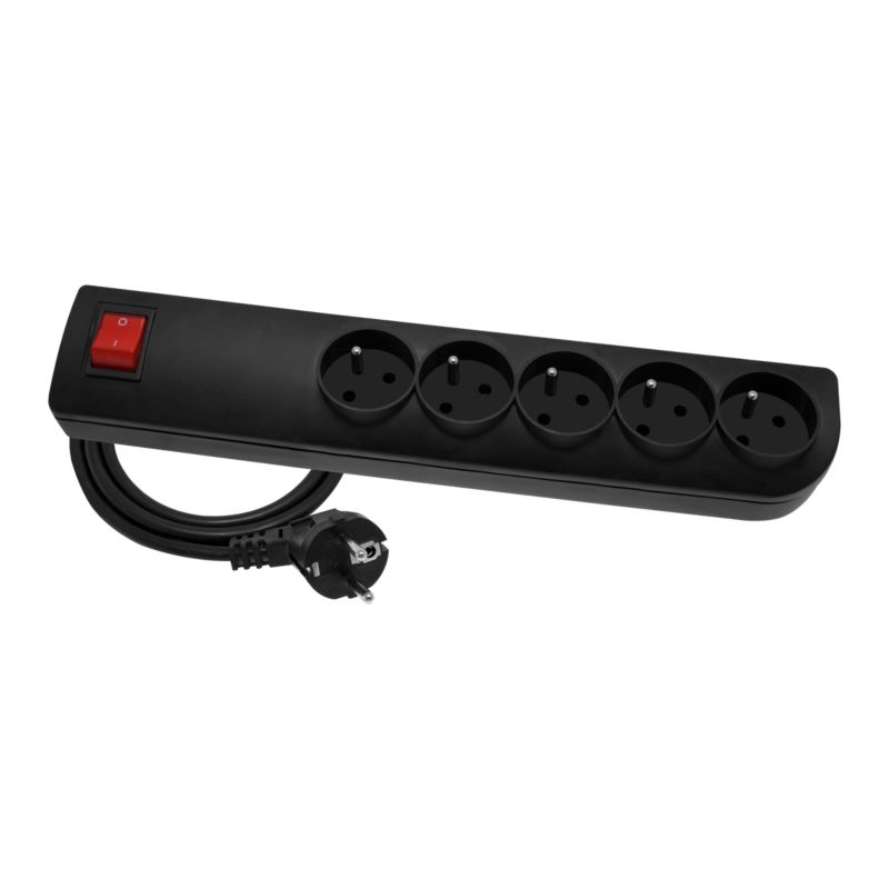 Przedłużacz ELGOTECH przeciwprzepięciowy 5-gniazd 1,5m czarny PSF3-501-2 1szt.