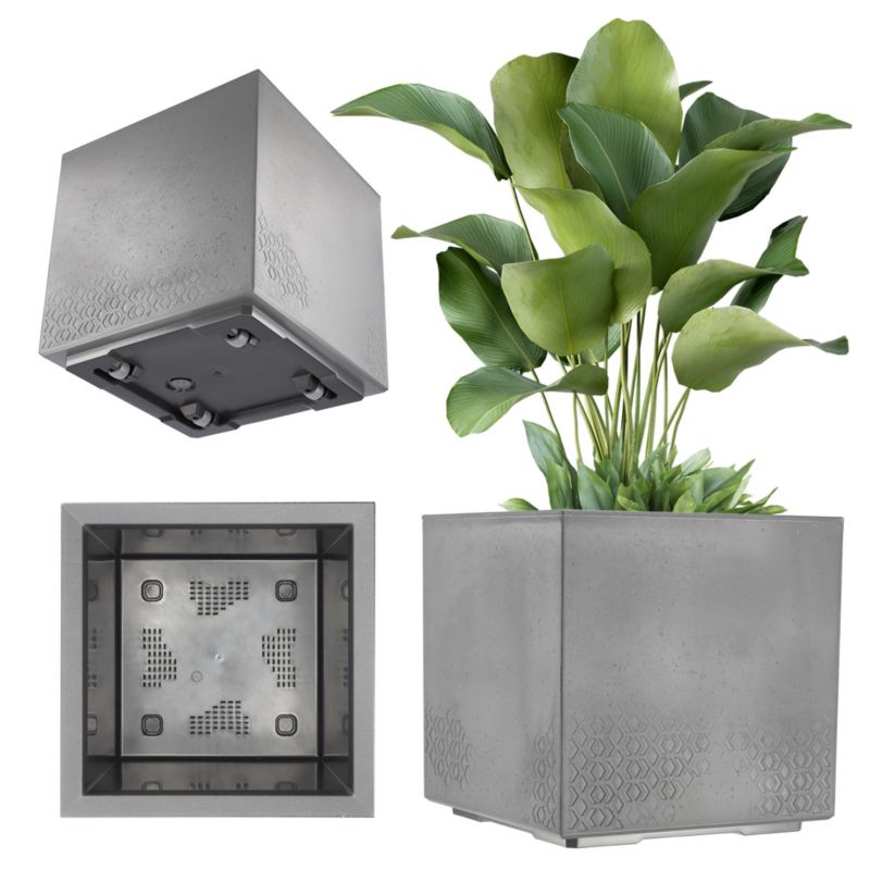 Doniczka KADAX Donica Ogrodowa 40cm Kwietnik Na Kółkach Taras Kwadratowa Antracyt 1szt.