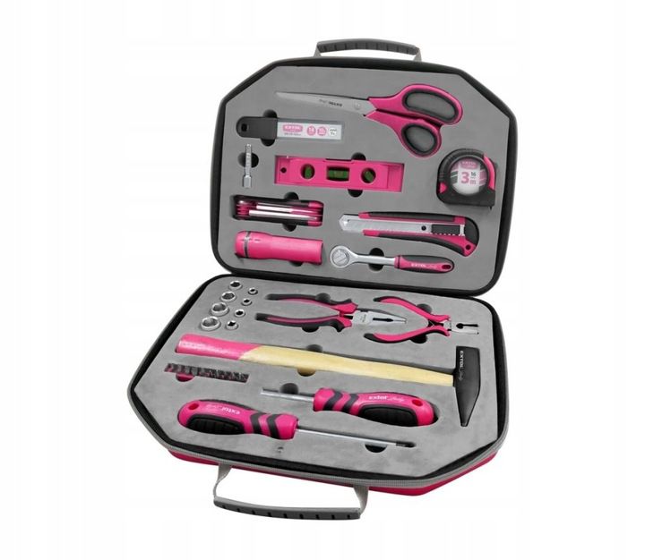 Zestaw różowych narzędzi dla kobiet na prezent zestaw 47szt