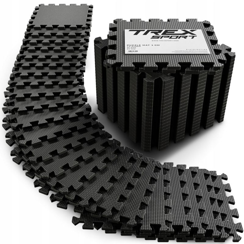 Mata Trex pod sprzęt do ćwiczeń piankowe puzzle 171 cm x 115,5 cm czarny 1 szt