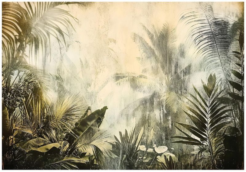 Fototapeta Na Flizelinie WALLARENA 350x250 cm Tapeta Do Sypialni Salonu Kuchni Dżungla Vintage Liście 1 szt.