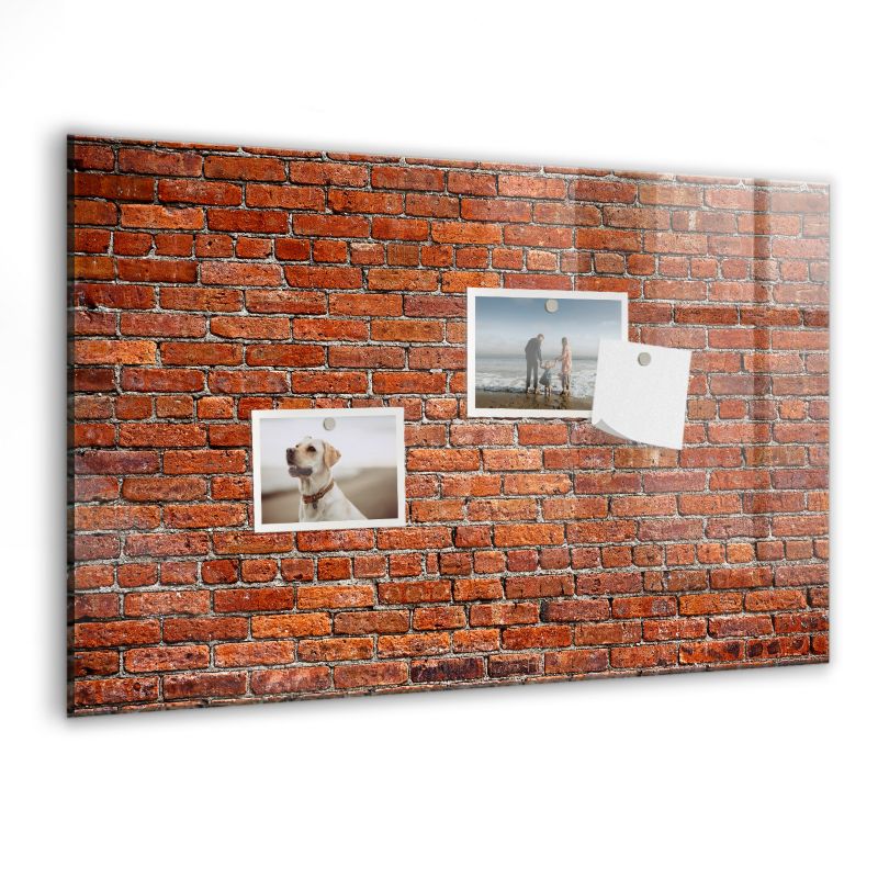 Szklana tablica magnetyczna Wallfluent 60x40 cm Stara ściana cegły Biały marker 1 szt.