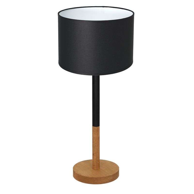 Lampa stołowa Luminex Table Lamps czarny mat-jasne drewno-biała drewniana 1 x E27 x 15W IP20 wym: 56 x 25 x 25 cm drewno - 1 szt.