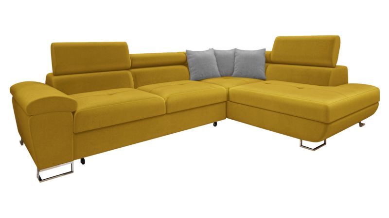 Narożnik z funkcją spania MIRJAN 24 Cotere prawy bursztynowy/platynowy szary 1 szt.