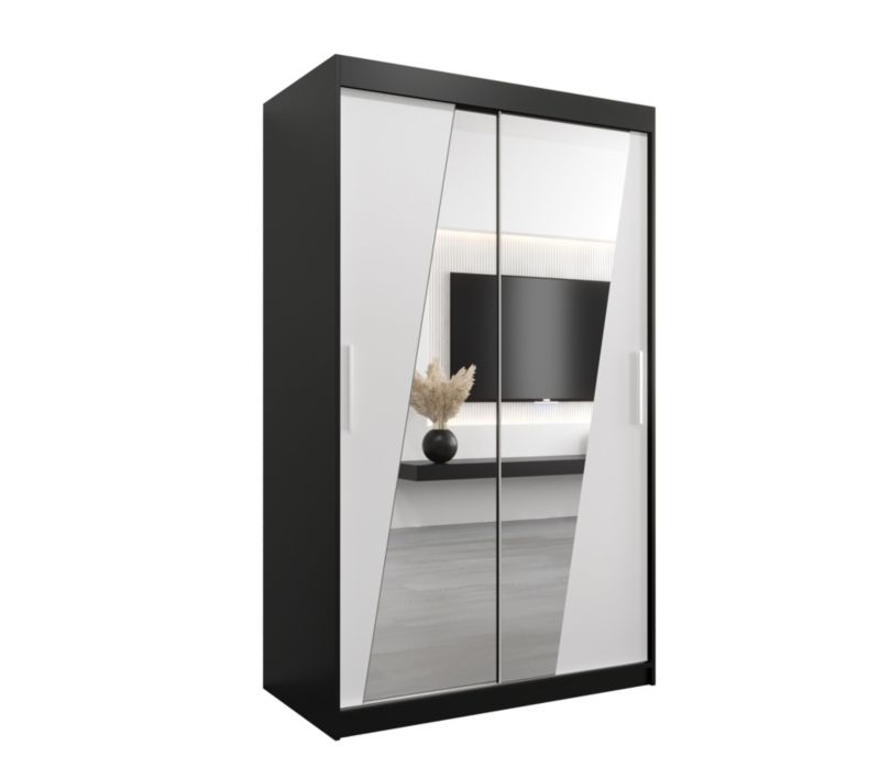 Szafa przesuwna Garderoba Abiks RHOMB 120 czarny mat + biały mat 1 szt.