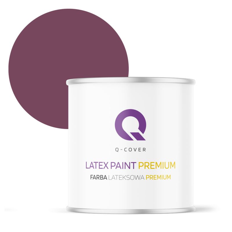 Farba Lateksowa Premium Plamoodporna do Ścian i Sufitów Q-Cover Bordowy H2809 Głęboki Mat 2L