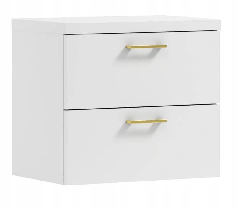 Szafka łazienkowa pod umywalkę Better Home, 50 cm biała + złote uchwyty, wisząca, 1 szt.