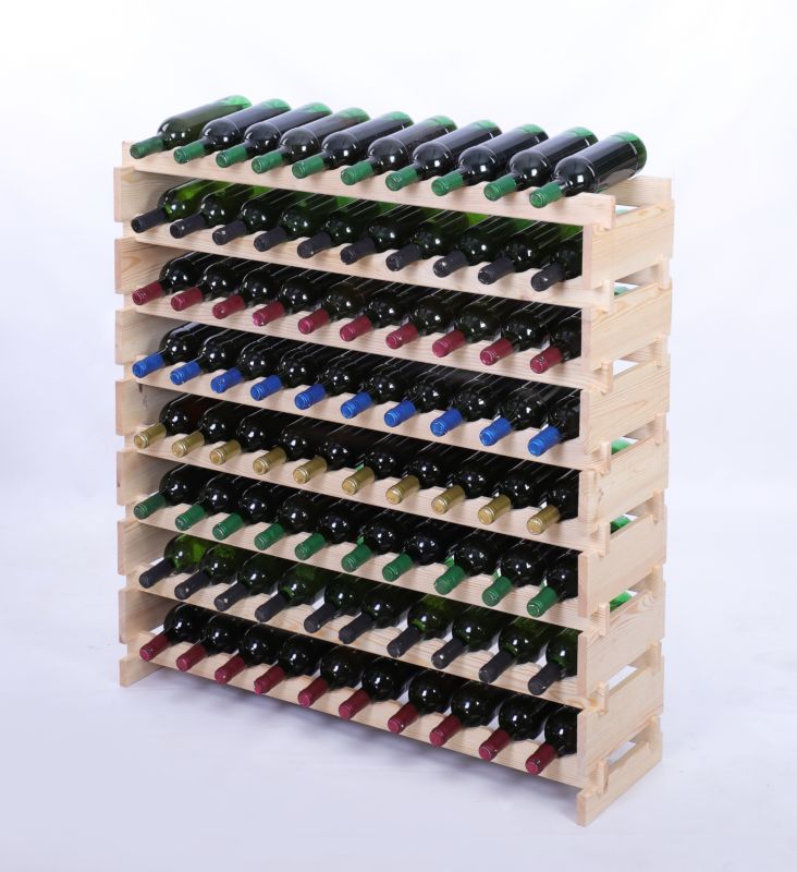Stojak na wino MODO24 regał modułowy na butelki 8 leżni x 10 butelek montaż bez narzędzi naturalne drewno 1 szt.