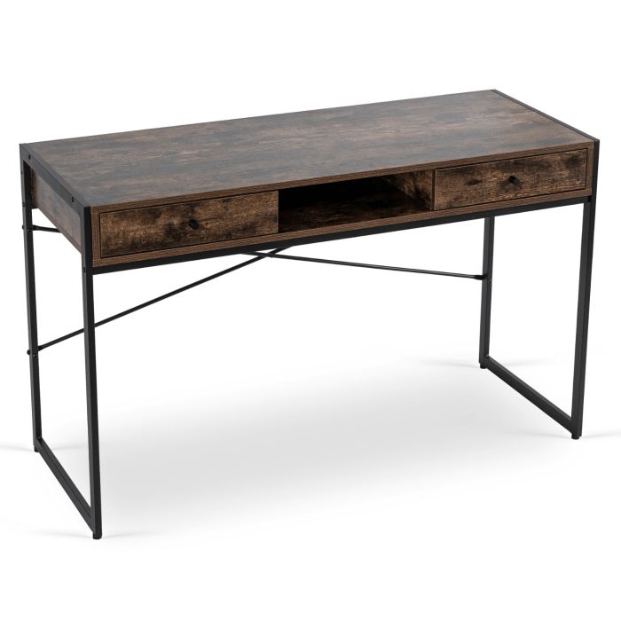 Biurko Step Mebel Elite 123 cm Brązowe/Czarne Czarny Stelaż 1 szt.