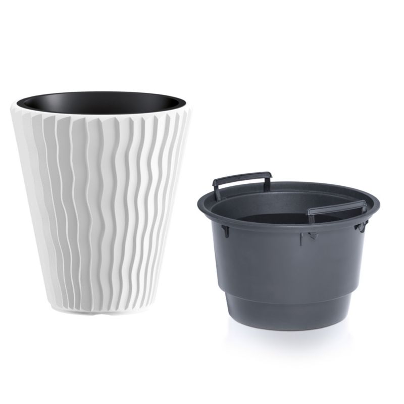 Doniczka EDANTI Ogrodowa 39 cm Okrągła Na Taras Do Domu Biała 1 szt.