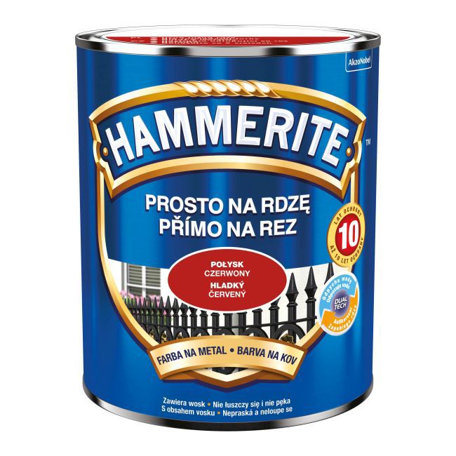 Farba do metalu Hammerite Prosto Na Rdzę połysk czerwony 0,7 l