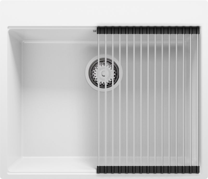 Zlewozmywak Oslo PRIMAGRAN Nablatowy 58x50cm do szafki od 60cm z Syfonem i Dodatkiem Biały 1 szt.