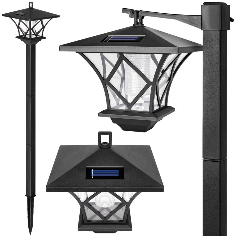 Lampa solarna LED MasterLED 153cm IP44 6500K zimna biel stojąca latarnia czarna 1 szt.