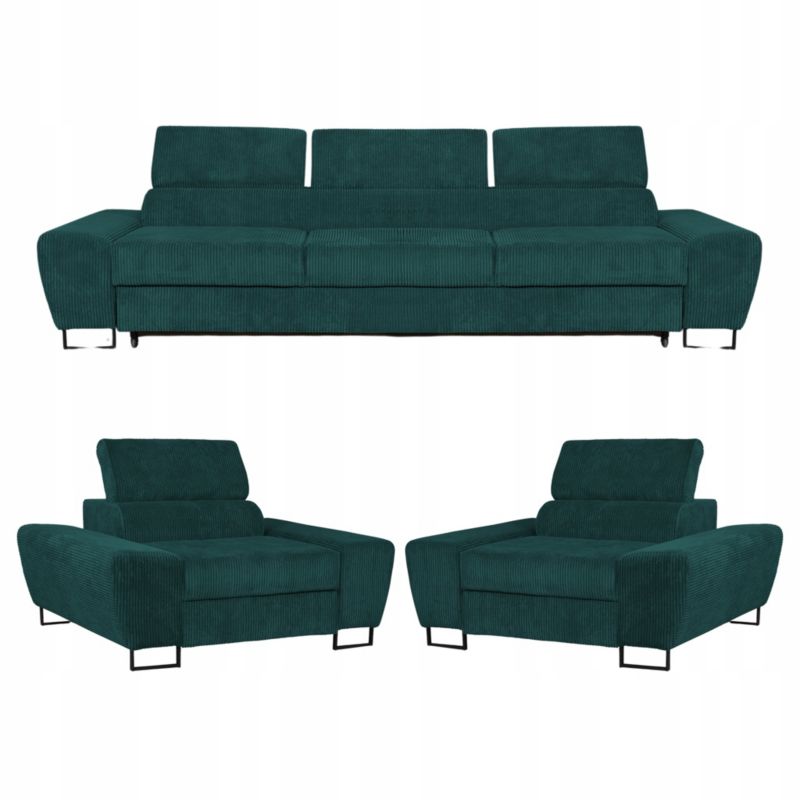 Zestaw mebli do salonu sofa i fotele Family Meble Savio zielone 1szt