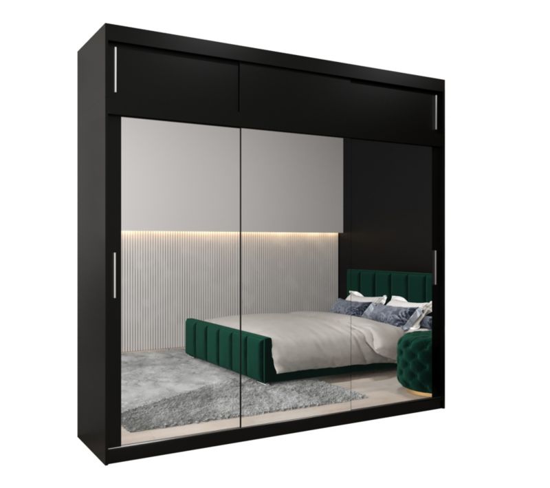 Szafa przesuwna Garderoba Abiks Tokyo 3 250 czarny + czarny z nadstawką 1 szt.