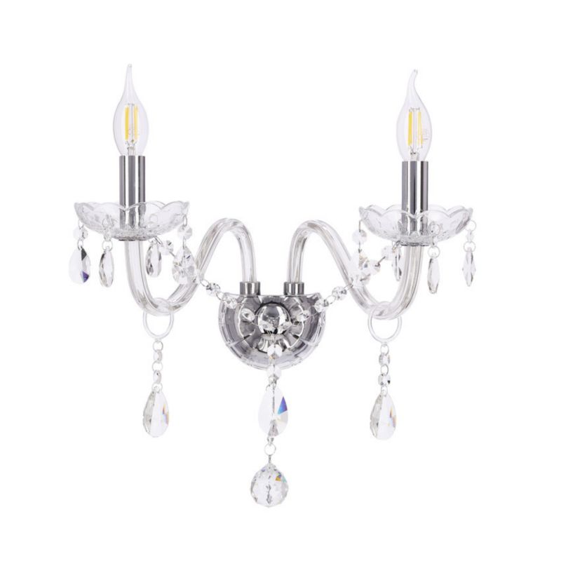 Kinkiet ścienny Candellux Cristallo srebrno-przezroczysty-biały 2 x E14 x 40W IP20 wym: 37 x 38 x 21 cm - 1 szt.