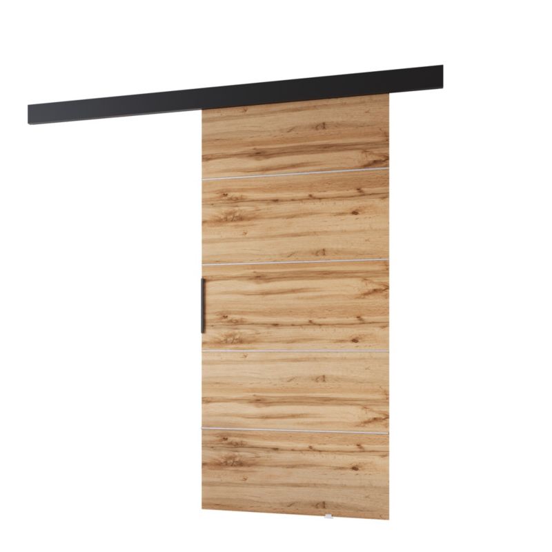Drzwi przesuwne MINIO go for it PRIM B 96 cm dąb wotan z czarną maskownicą 1 szt.