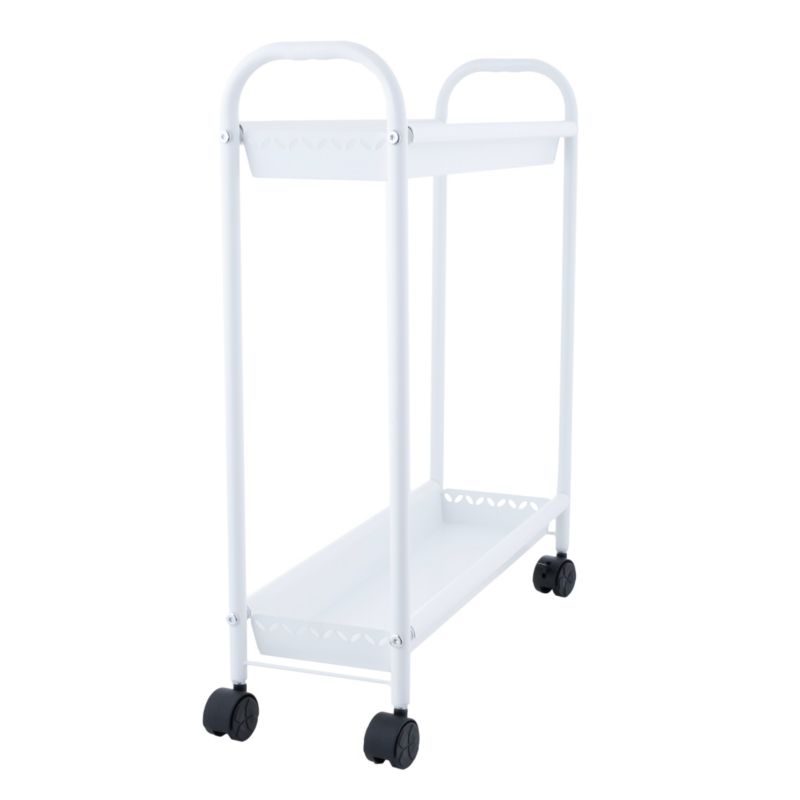 Regał łazienkowy KARI - Yoka Home na kółkach 2 poziomy, biały - 1 szt.