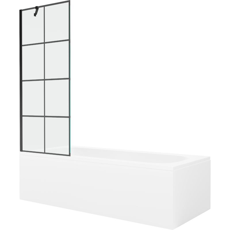 Wanna prostokątna Mexen Vega 150 x 70 cm z obudową i parawanem 1-skrzydłowym 70 cm czarny wzór 550115070X9507007077 1 szt.