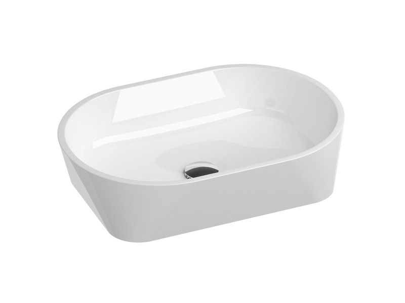 Owalna umywalka konglomeratowa nablatowa Ravak Solo 580 biała 1 szt