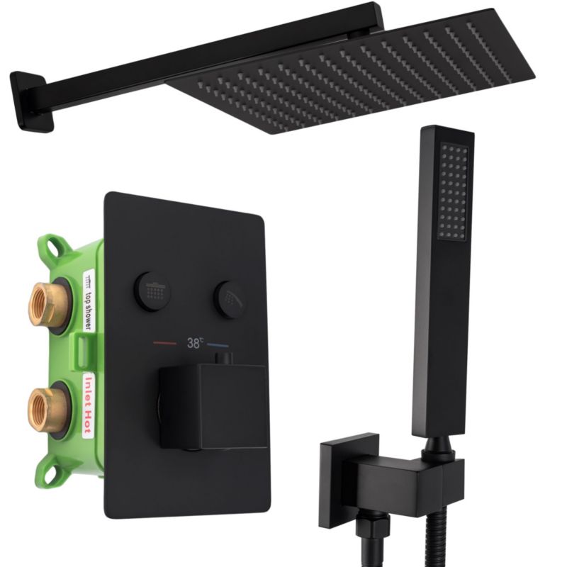 Zestaw Prysznicowy Podtynkowy Z Termostatem Fenix Davis Czarny +Box 55X30X40Cm 1 Szt