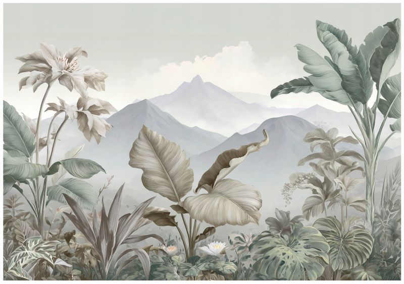 Fototapeta WALLARENA Do Sypialni Salonu Na Flizelinie Dżungla Natura Góry Szary 250x175 cm 16129VX5 1 szt.